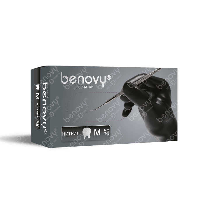 Перчатки нитриловые Benovy, чёрные